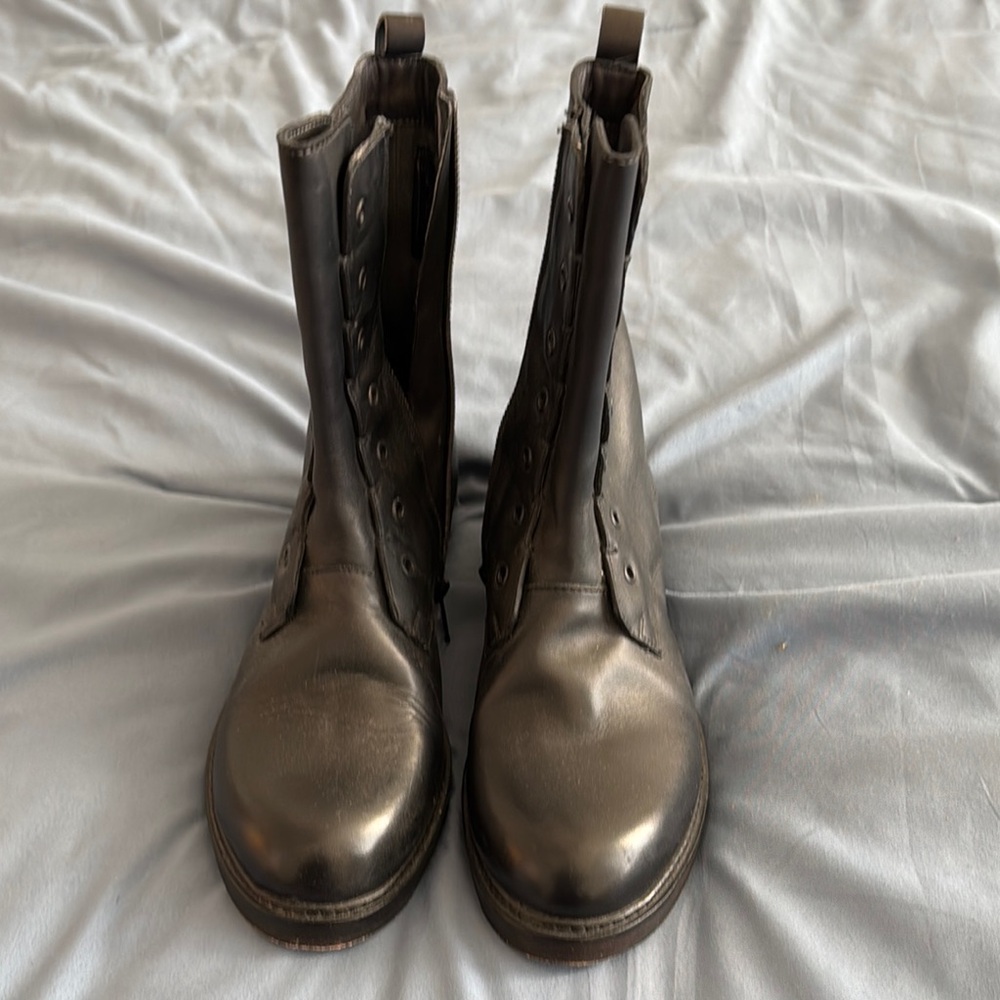 Black Leather Combat Boots